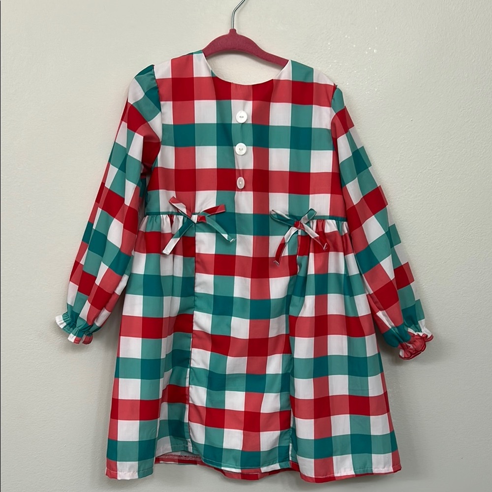 Plaid Kids Formal Dress - Red, Green, White